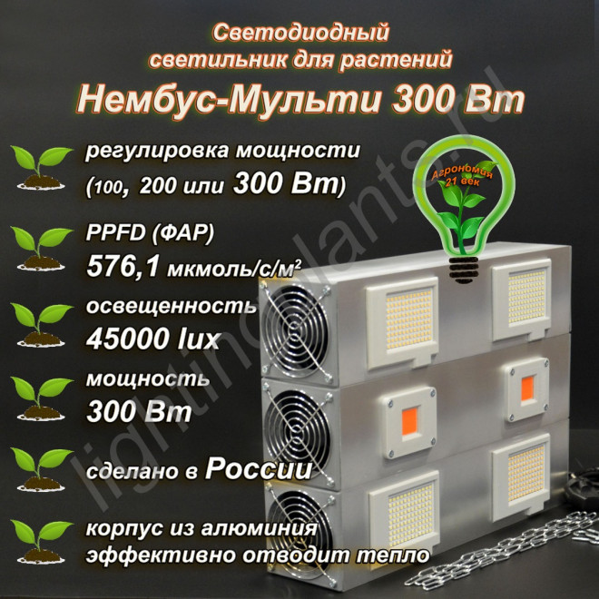 300Вт Нембус-Мульти" Quantum Board/Samsung 281b лампа дневного света квантум борд 100Вт 200ВТ 300BT, диммируемый, для растений, цветов, выращивания в теплицах